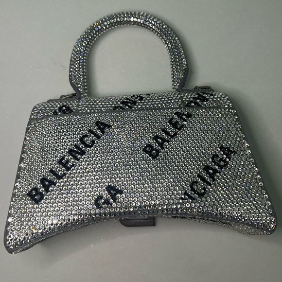 Rare BALENCIAGA Hourglass XS crystal-embellished felt tote - Picture 3 of 3